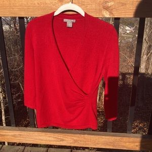 Ann Taylor Faux Wrap Cashmere Sweater M pit to pit 18”